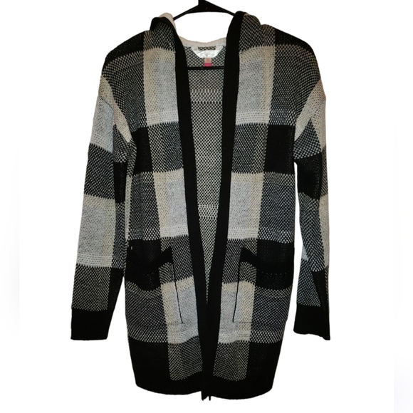 No Boundaries Juniors Jacquard Cardigan with Faux Sherpa Hood Size S - Picture 4 of 11